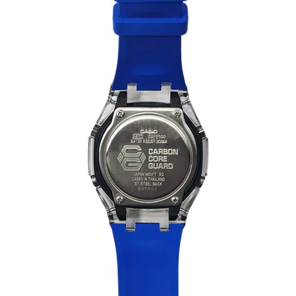 Кастомные часы Casio G-Shock Прозрачная Глубина Лазурного Ритма, лазурные, вид сбоку. CasiOAK Custom, кастомные часы Casio...